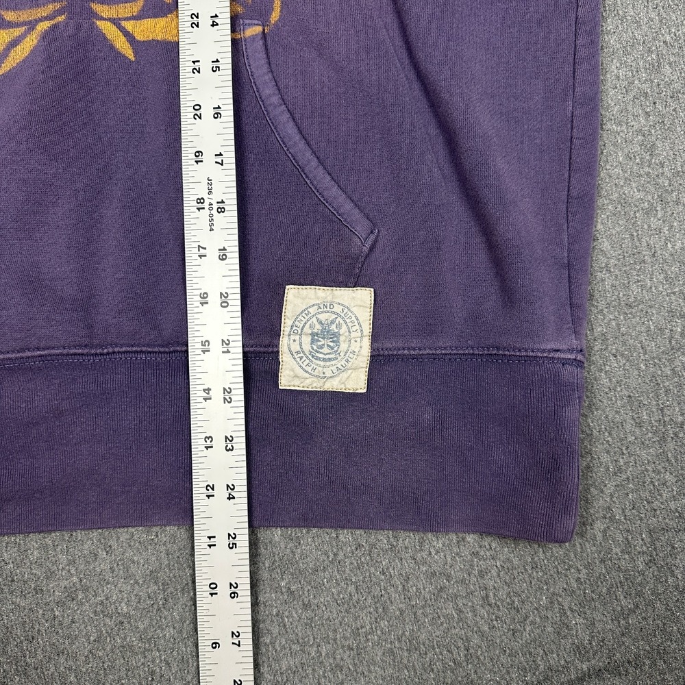 Denim & Supply Ralph Lauren Hoodie L Purple Faded USRL Anchor Nautical Pullover - Picture 5 of 7